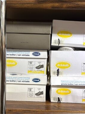 Dr. Scholl's White Shoe Boxes with Yellow Logo